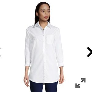 NWT Lands End no iron Supima cotton white shirt blouse plus size 22W 2X